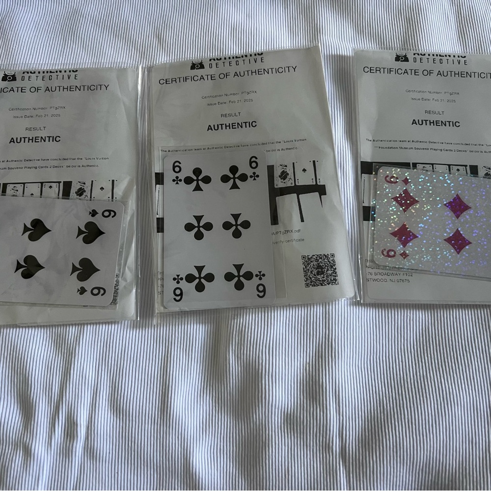 Playing Card Authenticity Certificates